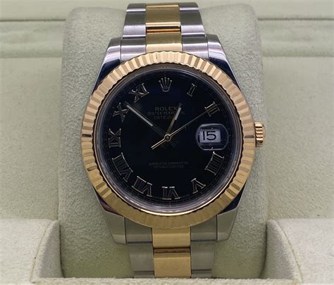 rolex gold and silver black face|rolex datejust gold black dial.